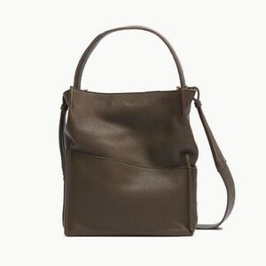 HAMMITT Davis Olivine Brown Pebbled Leather Medium Bag with Adjustable Strap